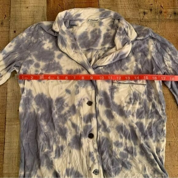 PJ salvage marine blue and white  1/2 sleeve button up Pajama top small NWTs - Picture 2 of 9